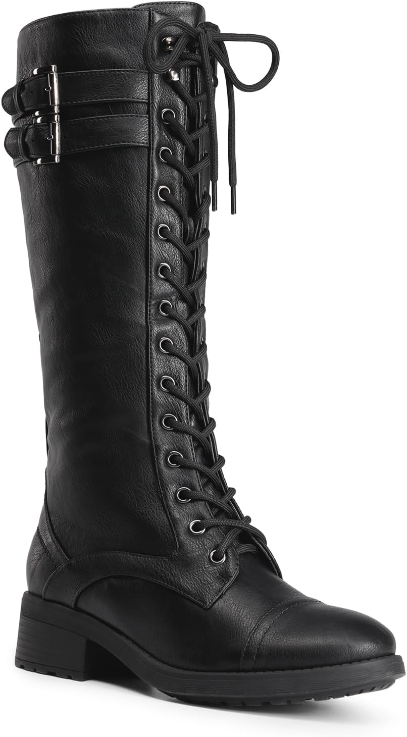 DREAM PAIRS Women's Knee High Riding Combat Boots – toe close-up