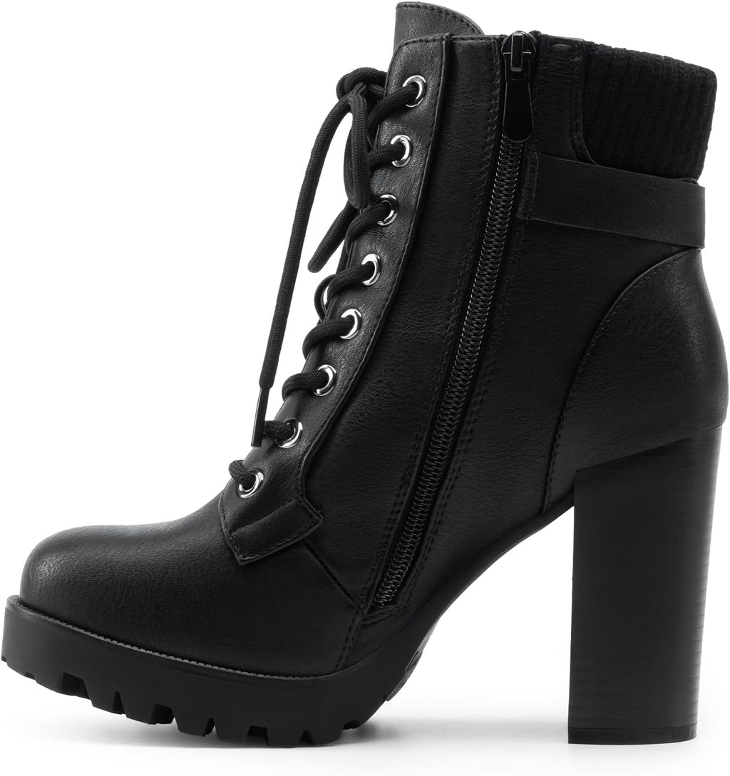 DREAM PAIRS Women's Lace up Combat Ankle Booties Shoes – opposite side view
