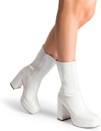 DREAM PAIRS Women's Mid Calf Gogo Platform Boots – 3/4 angle view