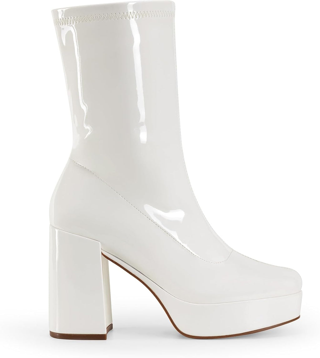 DREAM PAIRS Women's Mid Calf Gogo Platform Boots – side profile