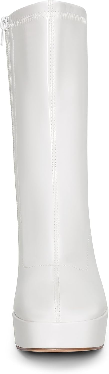 DREAM PAIRS Women's Mid Calf Gogo Platform Boots – back view