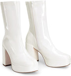 DREAM PAIRS Women's Mid Calf Gogo Platform Boots – sole and heel detail