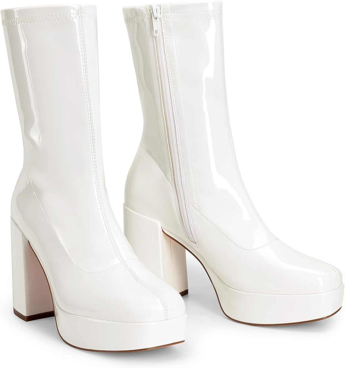 DREAM PAIRS Women's Mid Calf Gogo Platform Boots – sole and heel detail