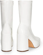 DREAM PAIRS Women's Mid Calf Gogo Platform Boots – close-up upper detail