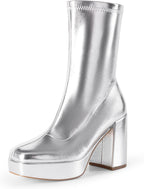 DREAM PAIRS Women's Mid Calf Gogo Platform Boots – toe close-up