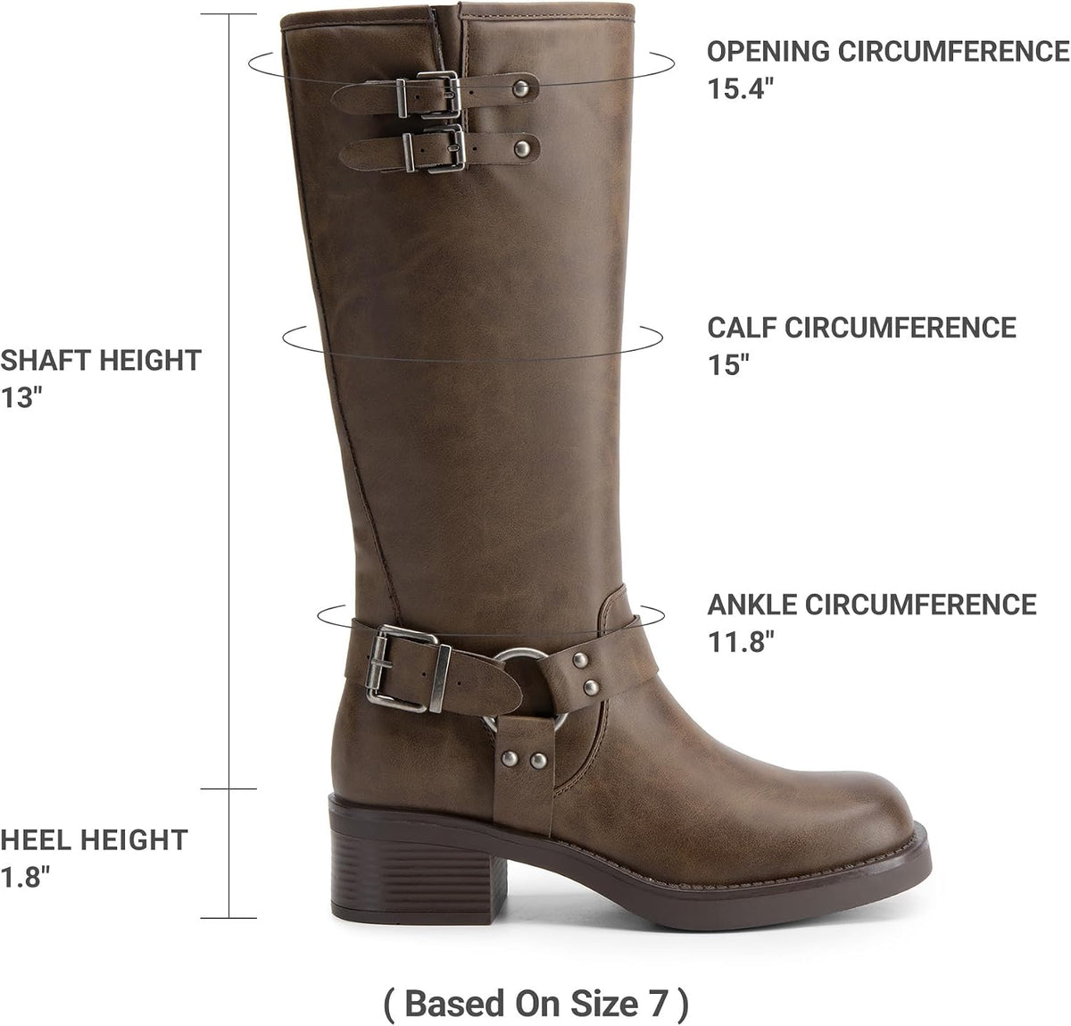 DREAM PAIRS Women's Moto Knee High Boots – back view