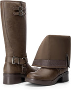 DREAM PAIRS Women's Moto Knee High Boots – sole and heel detail