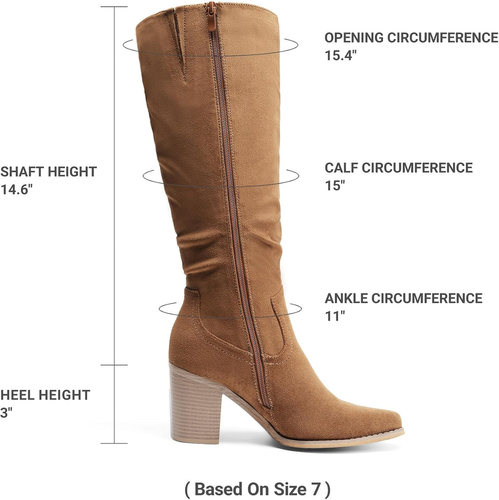 DREAM PAIRS Women's Slouchy Knee-High Chunky Heel Boots – back view
