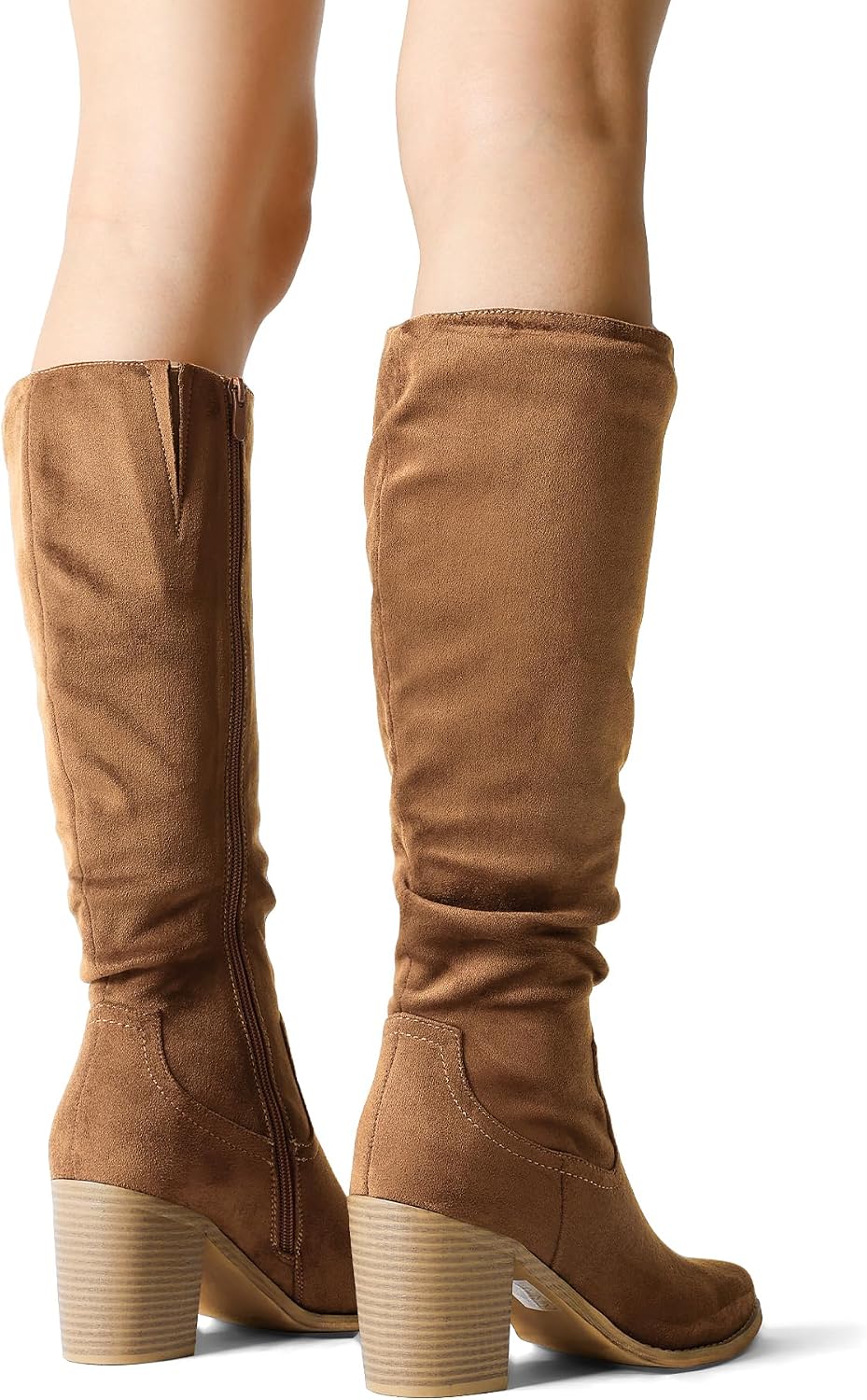 DREAM PAIRS Women's Slouchy Knee-High Chunky Heel Boots – opposite side view