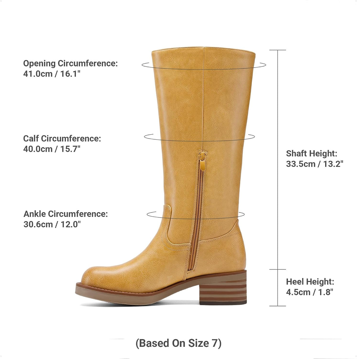 DREAM PAIRS Women's Square Toe Platform Chunky Block Heel Knee High Riding Boots – back view
