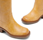 DREAM PAIRS Women's Square Toe Platform Chunky Block Heel Knee High Riding Boots – sole and heel detail