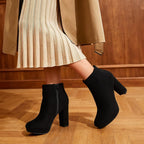 DREAM PAIRS Women's Stomp High Heel Ankle Boots – side profile