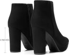 DREAM PAIRS Women's Stomp High Heel Ankle Boots – close-up upper detail