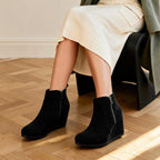 DREAM PAIRS Women's Suede Low Wedges Ankle Boots – side profile