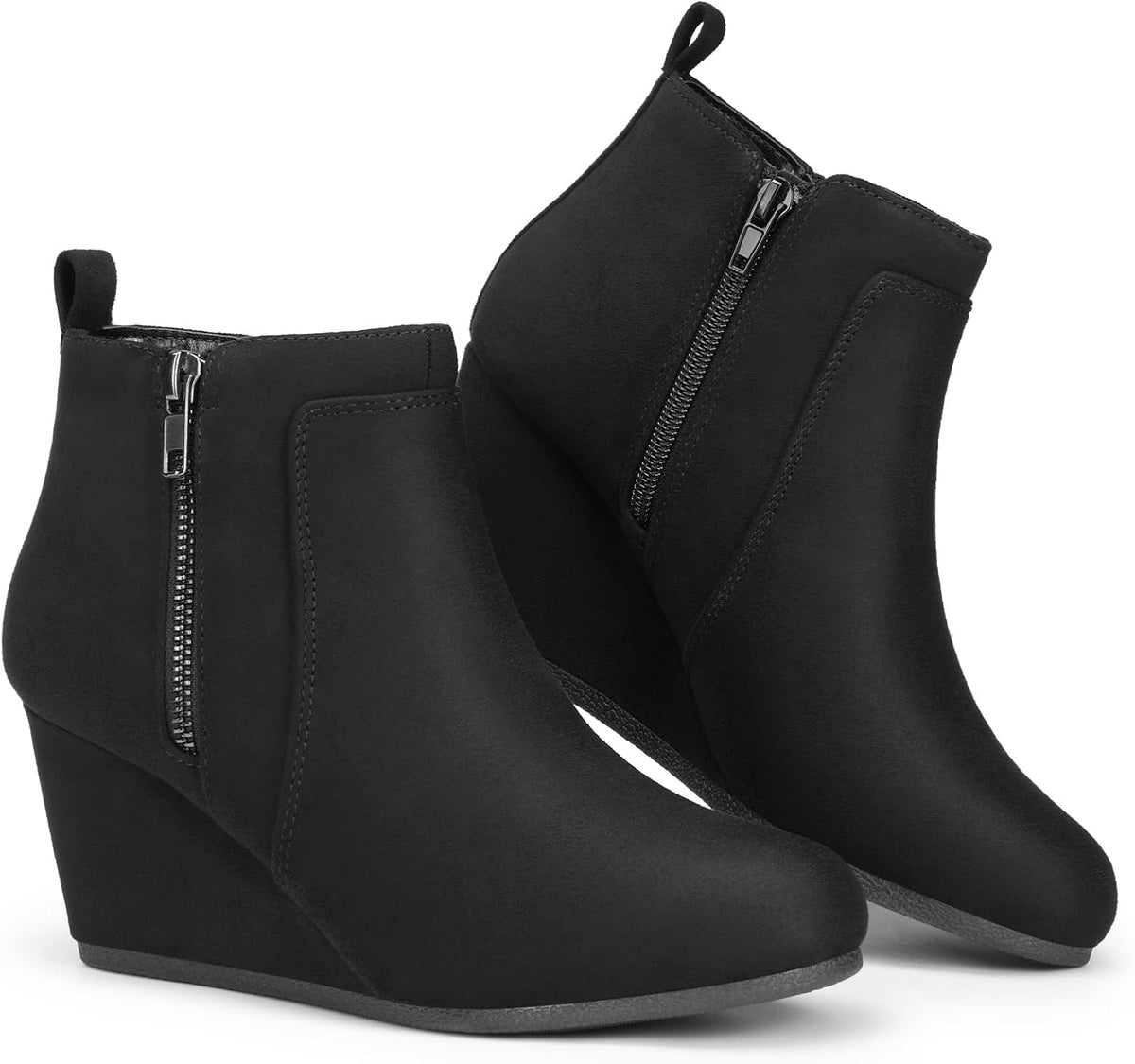 DREAM PAIRS Women's Suede Low Wedges Ankle Boots – sole and heel detail