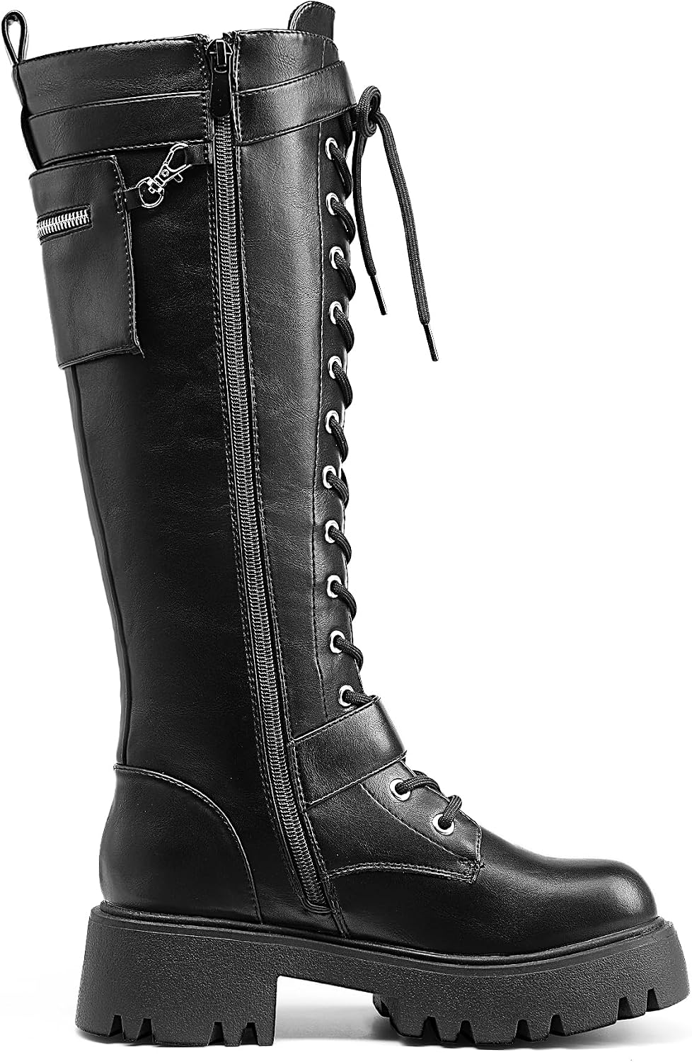 DREAM PAIRS Womens Knee High Combat Boots Platform Heels – back view