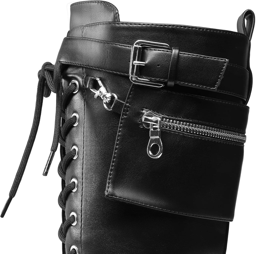 DREAM PAIRS Womens Knee High Combat Boots Platform Heels – opposite side view