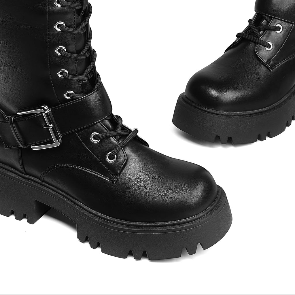 DREAM PAIRS Womens Knee High Combat Boots Platform Heels – pair view