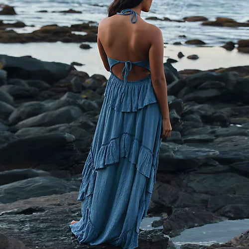 Women's blue summer dress for the summer, perfect for beach outings