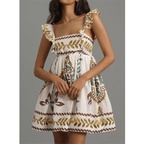 Women's floral summer dress for the summer with ruffled straps