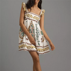 Women's floral print sundress for the summer in white cotton