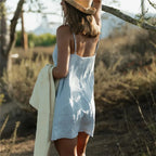 Women's lightweight blue dress for the summer with spaghetti straps
