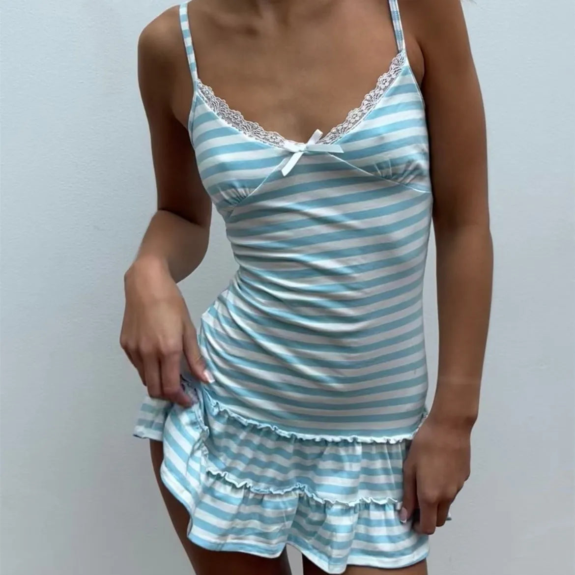 Women's striped summer dress, lightweight cotton, perfect for beach outings