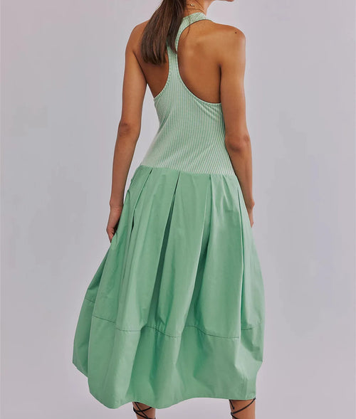 Women's green dress for the summer, lightweight and breezy fabric