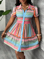 Women's colorful summer dress, short sleeves, perfect for vacation