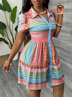 Women's colorful button-up dress for the summer in a lightweight fabric