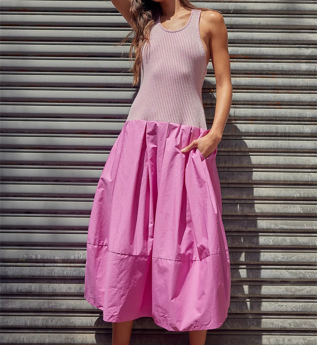 Women's pink summer dress for the summer, lightweight and stylish
