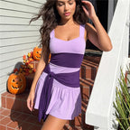 Women's purple summer dress for the summer with stylish tie detail