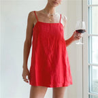 Red linen summer dress for the summer, perfect for casual outings