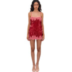 Women's red sequin dress for the summer, perfect for parties