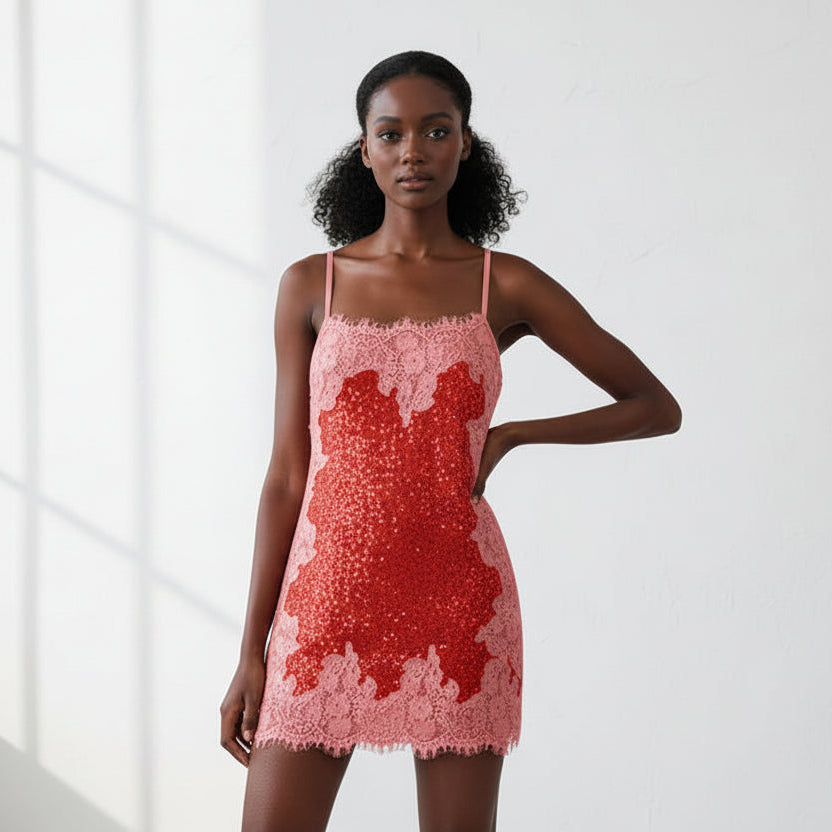 VacationGrabs women's pink lace dress for the summer, perfect for casual outings