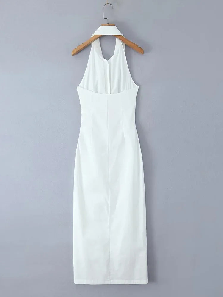 White summer dress for the summer, lightweight cotton for casual outings