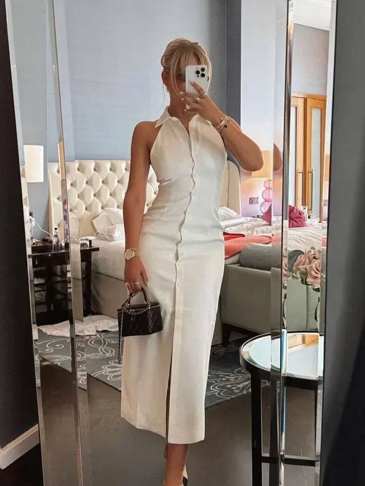 Elegant white dress for the summer, perfect for special occasions