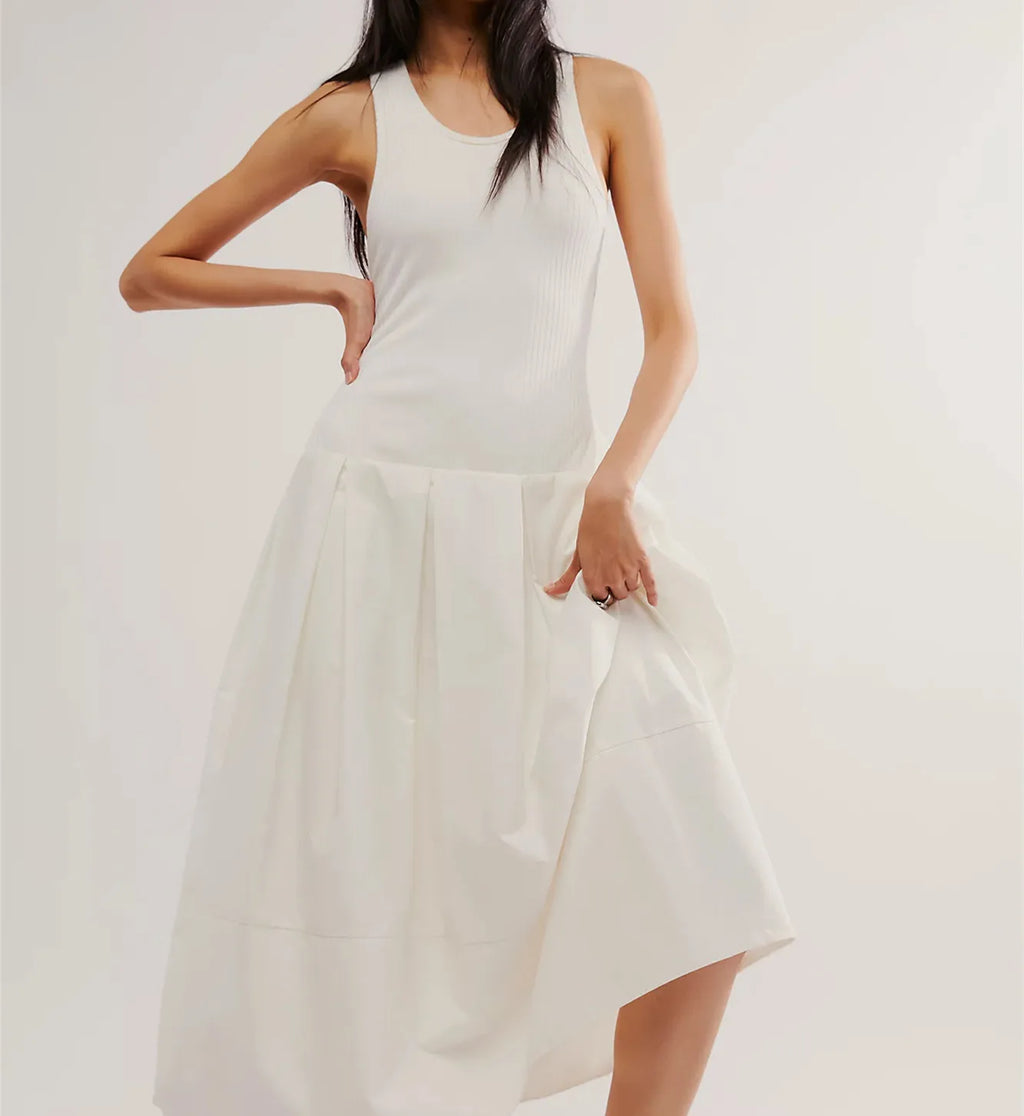 Women's white dress for the summer, made from lightweight fabric
