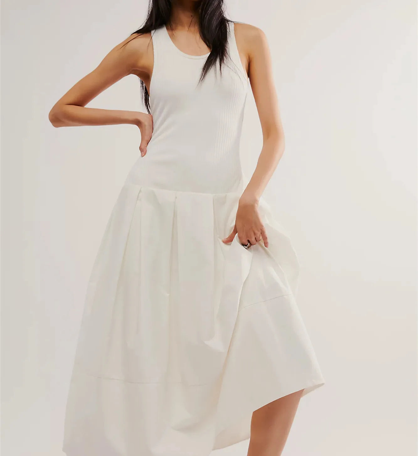 Women's white dress for the summer, made from lightweight fabric