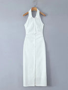 White halter neck dress for the summer, perfect for warm weather outings