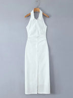 White halter neck dress for the summer, perfect for warm weather outings