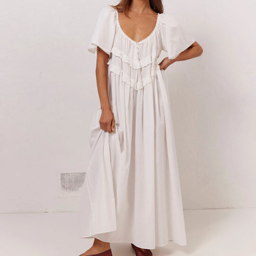 Women's white summer dress for the summer, lightweight cotton fabric