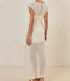 Elegant white summer dress for the summer, perfect for beach outings
