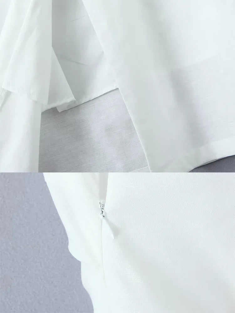 White lightweight summer dress for the summer with zipper detail