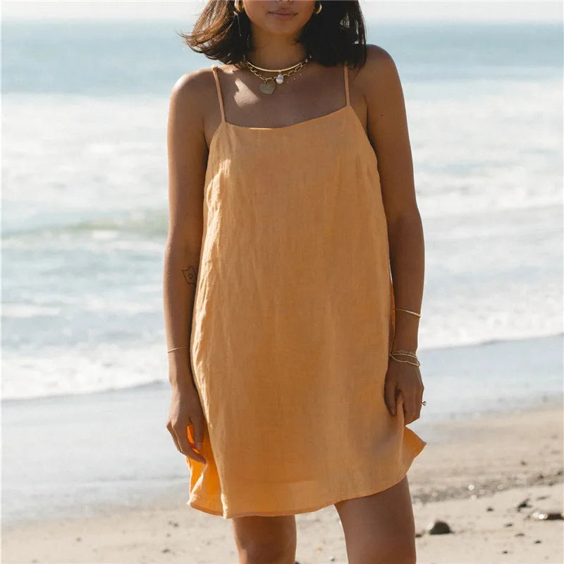 Women's yellow summer dress for the summer, lightweight and breezy