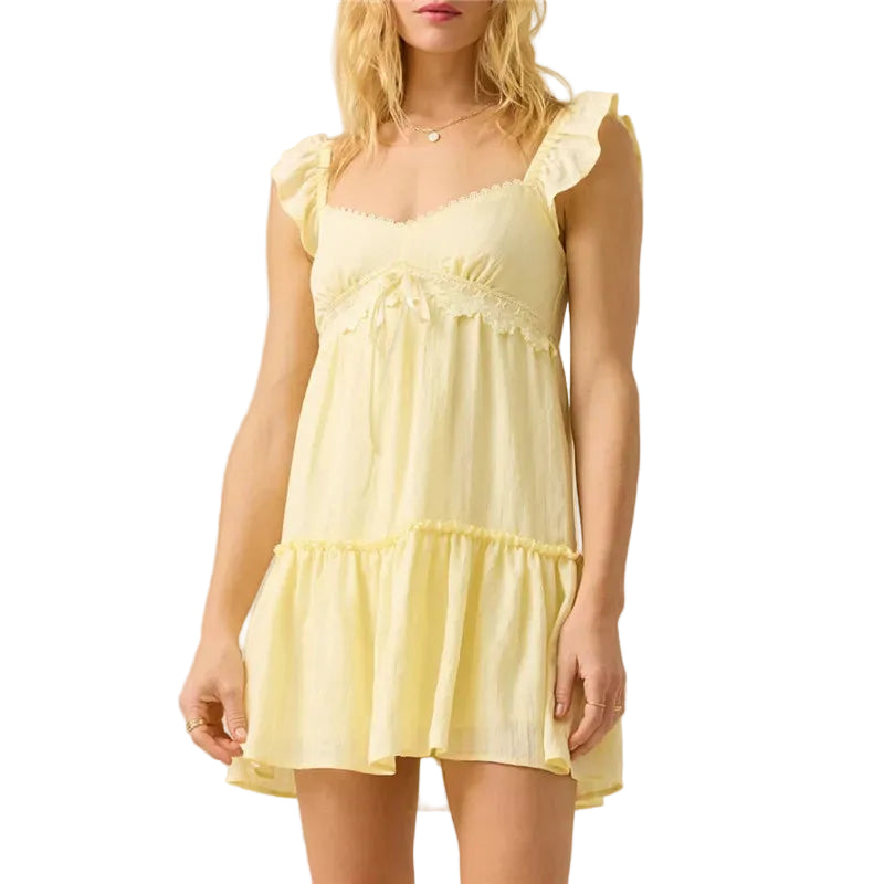 Women's yellow summer dress for the summer, lightweight and casual fabric