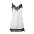 Women's satin dress for wedding party guest with black lace trim