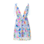 Women's floral print dress for wedding party guest, lightweight and colorful