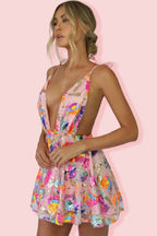 Pink sequin mini dress for wedding party guest from VacationGrabs