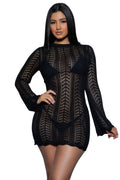Women's black mini dress cover-up, perfect for beach or poolside